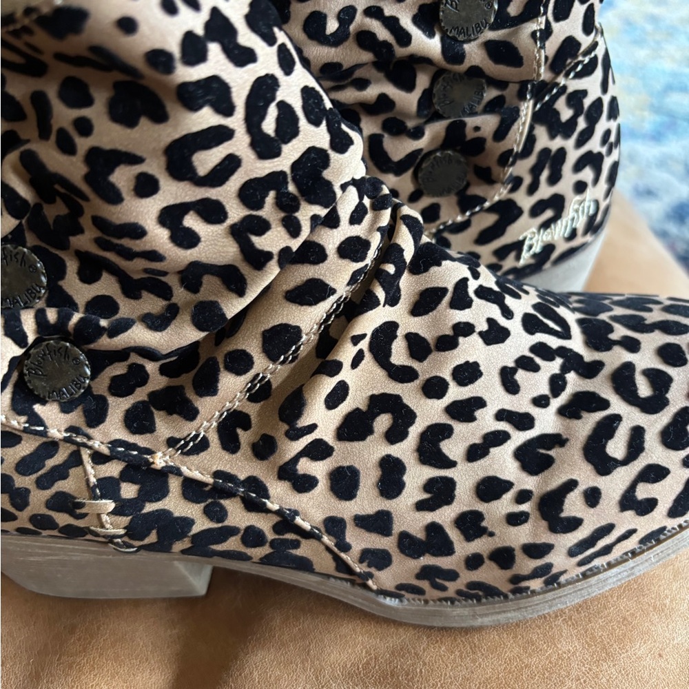 Blowfish Tan and Black Leopard Boots